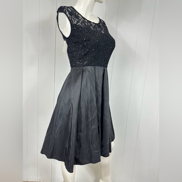 NEW One By Eight Sz 6 Black Tulle Lace Sequin Formal Cocktail Midi Dress Womens - Picture 5 of 11